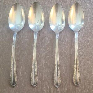 Wm Rogers Vintage 1930's Ladyship Pattern Tablespoons (4) Silverplate Art Deco